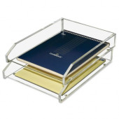 Kantek Acrylic Double Letter Tray - 2 Tier(s) - 2.5" Height x 10.5" Width x 13.8" Depth - Desktop - Clear - Acrylic - 2 / Set AD15