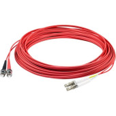 AddOn 2m LC (Male) to ST (Male) Red OM3 Duplex Plenum-Rated Fiber Patch Cable - 6.56 ft Fiber Optic Network Cable for Transceiver, Network Device - First End: 2 x LC Male Network - Second End: 2 x ST Male Network - 10 Gbit/s - Patch Cable - Plenum - 50/12