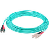 AddOn 3m SC (Male) to ST (Male) Straight Aqua OM4 Duplex Plenum Fiber Patch Cable - 9.84 ft Fiber Optic Network Cable for Network Device - First End: 2 x ST Male Network - Second End: 2 x SC Male Network - 100 Gbit/s - Patch Cable - Plenum - 50/125 &m
