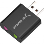 Sabrent USB Aluminum External Stereo Sound Adapter | Black - 100 Pack - 1 x Type A Male USB - 2 x Mini-phone Female Stereo Audio - Black AU-EMCB-PK100