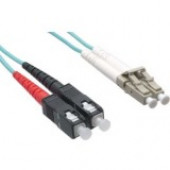 Axiom Fiber Optic Duplex Network Cable - 29.53 ft Fiber Optic Network Cable for Network Device - First End: 2 x LC Male Network - Second End: 2 x SC Male Network - 50/125 &micro;m - Aqua - TAA Compliant - TAA Compliance AXG94407