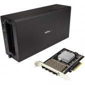 Startech.Com Thunderbolt 3 to 10GbE Fiber Network Chassis - External enclosure - 4 Open SFP+ Ports - Connect a Thunderbolt 3 enabled device to a 10GbE network - Get the increased performance of a 10GbE NIC using a Thunderbolt 3 port - Removable PCIe card 
