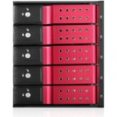 iStarUSA BPN-DE350HD Drive Enclosure for 5.25" 12Gb/s SAS, Serial ATA/600 - Serial ATA/600 Host Interface Internal - Black, Red - Yes - 5 x HDD Supported - 5 x 3.5" Bay - Aluminum BPN-DE350HD-RED