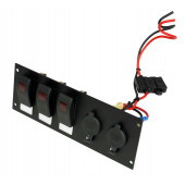 Havis 2 Lighter Plug Outlet W/ 3 Switch Cut Outs & Label Cutouts - Lighter plug outlet - TAA Compliance C-LP2-PS3/L