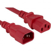 ENET C13 to C14 8ft Red Power Extension Cord / Cable 250V 18 AWG 10A NEMA IEC-320 C13 to IEC-320 C14 8'' - Lifetime Warranty C13C14-RD-8F-ENC