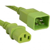 ENET C13 to C14 6ft Green Power Cord / Cable 250V 14 AWG 15A NEMA IEC-320 C13 to IEC-320 C20 6'' - Lifetime Warranty C13C20-GN-6F-ENC