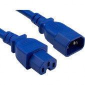 ENET C14 to C15 2ft Blue Power Extension Cord 14 AWG 15A NEMA IEC-320 C14 to NEMA IEC-320 C15 Blue 2'' - Lifetime Warranty C14C15-BL-2F-ENC