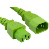 ENET C14 to C15 10ft Green Power Extension Cord 14 AWG 15A NEMA IEC-320 C14 to NEMA IEC-320 C15 Green 10'' - Lifetime Warranty C14C15-GN-10F-ENC