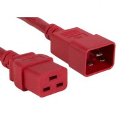 ENET C19 to C20 10ft Red Power Cord Extension 250V 12 AWG 20A NEMA IEC-320 C19 to IEC-320 C20 Red 10'' - Lifetime Warranty C19C20-RD-10F-ENC