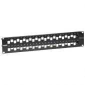 Black Box GigaTrue CAT6A Staggered Blank Patch Panel, 48-Port, 2U - 48 x RJ-45 - 48 Port(s) - 48 x RJ-45 - 48 x RJ-11 - 2U High - 19" Wide - Rack-mountable - TAA Compliance C6AMP70-48