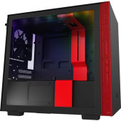 NZXT Mini-ITX Case with Lighting And Fan Control - Mini-tower - Matte Black, Red - Hot Dip Galvanized Steel, Tempered Glass - 5 x Bay - 2 x 4.72" x Fan(s) Installed - 0 - Mini ITX Motherboard Supported - 13.23 lb - 4 x Fan(s) Supported - 1 x Internal