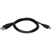 Qvs USB 2.0 Type A Male to Mini B Male Sync and Charger Cable - 1 ft USB Data Transfer Cable for PDA, Tablet PC - First End: 1 x Type A USB - Second End: 1 x Mini Type B USB - Gold-flash Plated Contact - Black CC2215M-01