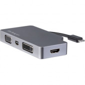 Startech.Com USB C Multiport Video Adapter 4K 60Hz/1080p - USB Type C to HDMI, VGA, DVI or Mini DisplayPort Monitor Adapter - Space Gray - 4-in-1 USB Type C multiport video adapter to any one of 4K 60Hz HDMI/mini DisplayPort or 1080p VGA/DVI monitor/displ