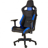 Corsair T1 RACE 2018 Gaming Chair - Black/Blue - For Game, Desk, Office - Metal, PU Leather, Nylon, Steel, PVC Leather - Black, Blue CF-9010014-WW