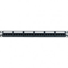 Panduit Patch Panel Kit - 24 Port(s) - 24 x RJ-45 - 1U High - Black - 19" Wide - Rack-mountable - TAA Compliance CPPKL6G24WBL