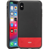 Rocstor Bloc Kajsa iPhone Xs Max Case - For iPhone Xs Max - Bonne Journee - Black, Red - Genuine Leather, Polycarbonate, Thermoplastic Polyurethane (TPU) - 48" Drop Height CS0059-XSM