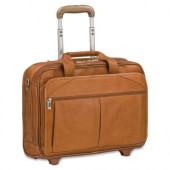 Solo Classic Carrying Case (Roller) for 15.6" Notebook - Tan - Leather - Checkpoint Friendly - Shoulder Strap, Handle - 13" Height x 17" Width x 6.3" Depth D529-1
