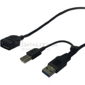 Datalocker USB 3.0 Y Cable Extender - 1.33 ft USB Data Transfer Cable for Hard Drive - First End: 1 x Type A Female USB - Second End: 2 x Type A Male USB - Extension Cable DL3EXT-YCABLE50