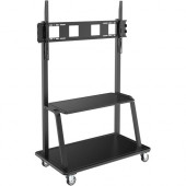 Tripp Lite DMCS60105XXDD Heavy-Duty Rolling TV Cart - Up to 105" Screen Support - 330.69 lb Load Capacity - 2 x Shelf(ves) - 72.6" Height x 46.2" Width x 26.6" Depth - Floor - Powder Coated - Black DMCS60105XXDD