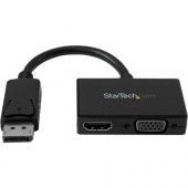 Startech.Com Travel A/V Adapter: 2-in-1 DisplayPort to HDMI or VGA - DisplayPort/HDMI/VGA A/V Cable for Audio/Video Device, Ultrabook, Notebook - First End: 1 x DisplayPort Male Digital Audio/Video - Second End: 1 x HD-15 Female VGA, Second End: 1 x HDMI 