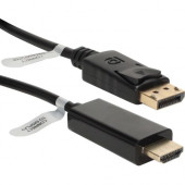 Qvs 10ft DisplayPort to HDMI Digital A/V Cable - 10 ft DisplayPort/HDMI A/V Cable for Projector, Monitor, Audio/Video Device, HDTV - First End: 1 x DisplayPort Male Digital Audio/Video - Second End: 1 x HDMI Male Digital Audio/Video - Supports up to 1920 