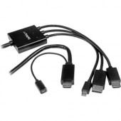 Startech.Com 2m 6 ft HDMI, DisplayPort or Mini DisplayPort to HDMI Converter Cable - HDMI, DP or Mini DP to HDMI Adapter - 6.60 ft DisplayPort/HDMI/USB A/V Cable for Audio/Video Device, Projector - First End: 1 x DisplayPort Male Digital Audio/Video, Firs