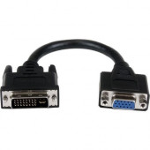 Startech.Com 8in DVI to VGA Cable Adapter - DVI-I Male to VGA Female - 8" DVI/VGA Video Cable for Video Device, PC, MAC - First End: 1 x DVI-I Male Video - Second End: 1 x HD-15 Female VGA - Shielding - Nickel Plated Connector - Black - 1 Pack - RoHS