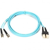 Black Box EFNT010 Fiber Optic Duplex Patch Network Cable - 3.20 ft Fiber Optic Network Cable for Network Device - First End: 2 x ST Male Network - Second End: 2 x SC Male Network - 10 Gbit/s - Patch Cable - OFNR - 50/125 &micro;m - Aqua EFNT010-001M-S