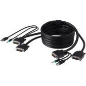 Belkin Dual DVI-D + USB A/B + Audio Combo Cable, 10'' - 10 ft KVM Cable for KVM Switch, Audio/Video Device, Server, Computer, Keyboard, Mouse - First End: 2 x DVI-D Male Digital Video, First End: 1 x Type A Male USB, First End: 1 x Mini-ph