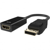Belkin F2CD004B Audio/Video Cable - 3.60" DisplayPort/HDMI A/V Cable for Audio/Video Device, Monitor, Notebook - First End: 1 x DisplayPort Male Digital Audio/Video - Second End: 1 x HDMI (Type A) Female Digital Audio/Video - Supports up to 1920 x 10
