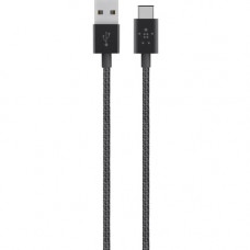 Belkin MIXIT&uarr; Metallic USB-C to USB-A Charge Cable - 4 ft USB Data Transfer Cable for Notebook - First End: 1 x Type C Male USB - Second End: 1 x Type A Male USB - Black F2CU060BT04-BLK