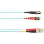 Black Box Fiber Optic Duplex Patch Network Cable - 3.28 ft Fiber Optic Network Cable for Network Device - First End: 2 x ST Male Network - Second End: 2 x LC Male Network - 1.25 GB/s - Patch Cable - 50/125 &micro;m - Aqua - TAA Compliant FOCMP10-001M-
