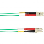 Black Box Duplex Fiber Optic Patch Network Cable - 9.84 ft Fiber Optic Network Cable for Network Device - First End: 2 x LC Male Network - Second End: 2 x LC Male Network - 1.25 GB/s - Patch Cable - 50/125 &micro;m - Green - TAA Compliant FOCMP10-003M