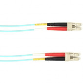 Black Box Fiber Optic Duplex Patch Network Cable - 98.40 ft Fiber Optic Network Cable for Network Device - First End: 2 x LC Male Network - Second End: 2 x LC Male Network - 10 Gbit/s - Patch Cable - OFNP - 50/125 &micro;m - Aqua - TAA Compliant - TAA