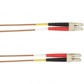 Black Box Duplex Fiber Optic Patch Network Cable - 3.28 ft Fiber Optic Network Cable for Network Device - First End: 2 x LC Male Network - Second End: 2 x LC Male Network - 1.25 GB/s - Patch Cable - 50/125 &micro;m - Brown - TAA Compliant FOCMP10-001M