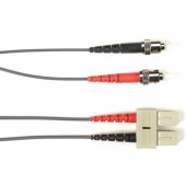 Black Box Fiber Optic Duplex Patch Network Cable - 32.80 ft Fiber Optic Network Cable for Network Device - First End: 2 x ST Male Network - Second End: 2 x SC Male Network - 10 Gbit/s - Patch Cable - OFNR - 50/125 &micro;m - Gray - TAA Compliant FOCMR
