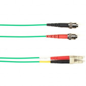 Black Box Fiber Optic Duplex Patch Network Cable - 49.20 ft Fiber Optic Network Cable for Network Device - First End: 2 x ST Male Network - Second End: 2 x LC Male Network - 10 Gbit/s - Patch Cable - OFNP - 50/125 &micro;m - Green - TAA Compliant FOCM