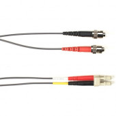 Black Box Fiber Optic Duplex Patch Network Cable - 49.20 ft Fiber Optic Network Cable for Network Device - First End: 2 x ST Male Network - Second End: 2 x LC Male Network - 10 Gbit/s - Patch Cable - OFNP - 50/125 &micro;m - Gray - TAA Compliant FOCMP
