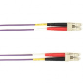 Black Box Fiber Optic Duplex Patch Network Cable - 3.20 ft Fiber Optic Network Cable for Network Device - First End: 2 x LC Male Network - Second End: 2 x LC Male Network - 10 Gbit/s - Patch Cable - OFNP - 50/125 &micro;m - Purple - TAA Compliant FOCM