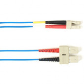 Black Box Fiber Optic Duplex Patch Network Cable - 3.20 ft Fiber Optic Network Cable for Network Device - First End: 2 x SC Male Network - Second End: 2 x LC Male Network - 10 Gbit/s - Patch Cable - OFNR - 50/125 &micro;m - Blue - TAA Compliant FOCMRM