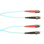 Black Box Fiber Optic Duplex Patch Network Cable - 3.20 ft Fiber Optic Network Cable for Network Device - First End: 2 x ST Male Network - Second End: 2 x ST Male Network - 10 Gbit/s - Patch Cable - OFNP - 50/125 &micro;m - Aqua - TAA Compliant FOCMP1