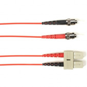 Black Box Fiber Optic Duplex Patch Network Cable - 3.20 ft Fiber Optic Network Cable for Network Device - First End: 2 x ST Male Network - Second End: 2 x SC Male Network - 10 Gbit/s - Patch Cable - OFNP - 50/125 &micro;m - Red - TAA Compliant FOCMP10