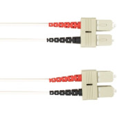 Black Box Fiber Optic Duplex Patch Network Cable - 3.28 ft Fiber Optic Network Cable for Network Device, Switch - First End: 2 x SC Male Network - Second End: 2 x SC Male Network - 5 GB/s - Patch Cable - 50/125 &micro;m - White - TAA Compliant FOCMRM4