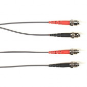 Black Box Fiber Optic Duplex Patch Network Cable - 6.50 ft Fiber Optic Network Cable for Network Device - First End: 2 x ST Male Network - Second End: 2 x ST Male Network - 10 Gbit/s - Patch Cable - OFNR - 50/125 &micro;m - Gray - TAA Compliant FOCMRM