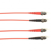 Black Box Fiber Optic Duplex Patch Network Cable - 16.40 ft Fiber Optic Network Cable for Network Device - First End: 2 x ST Male Network - Second End: 2 x ST Male Network - 10 Gbit/s - Patch Cable - OFNP - 50/125 &micro;m - Red - TAA Compliant FOCMP1