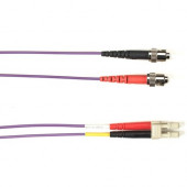 Black Box Fiber Optic Duplex Patch Network Cable - 49.20 ft Fiber Optic Network Cable for Network Device - First End: 2 x ST Male Network - Second End: 2 x LC Male Network - 10 Gbit/s - Patch Cable - OFNR - 50/125 &micro;m - Purple - TAA Compliant FOC