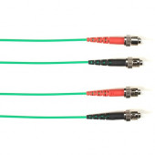 Black Box Fiber Optic Duplex Patch Network Cable - 9.80 ft Fiber Optic Network Cable for Network Device - First End: 2 x ST Male Network - Second End: 2 x ST Male Network - 10 Gbit/s - Patch Cable - LSZH - 50/125 &micro;m - Green - TAA Compliant FOLZH