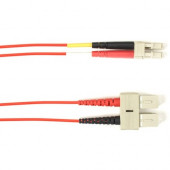 Black Box Fiber Optic Duplex Patch Network Cable - 3.20 ft Fiber Optic Network Cable for Network Device - First End: 2 x SC Male Network - Second End: 2 x LC Male Network - 10 Gbit/s - Patch Cable - OFNP - 50/125 &micro;m - Red - TAA Compliant FOCMP10