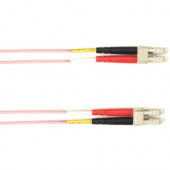 Black Box Fiber Optic Duplex Patch Network Cable - 49.20 ft Fiber Optic Network Cable for Network Device - First End: 2 x LC Male Network - Second End: 2 x LC Male Network - 10 Gbit/s - Patch Cable - OFNP - 50/125 &micro;m - Pink - TAA Compliant FOCMP