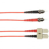 Black Box Fiber Optic Duplex Patch Network Cable - 13.12 ft Fiber Optic Network Cable for Network Device - First End: 2 x ST Male Network - Second End: 2 x SC Male Network - 128 MB/s - Patch Cable - 50/125 &micro;m - Red - TAA Compliant FOLZH50-004M-S